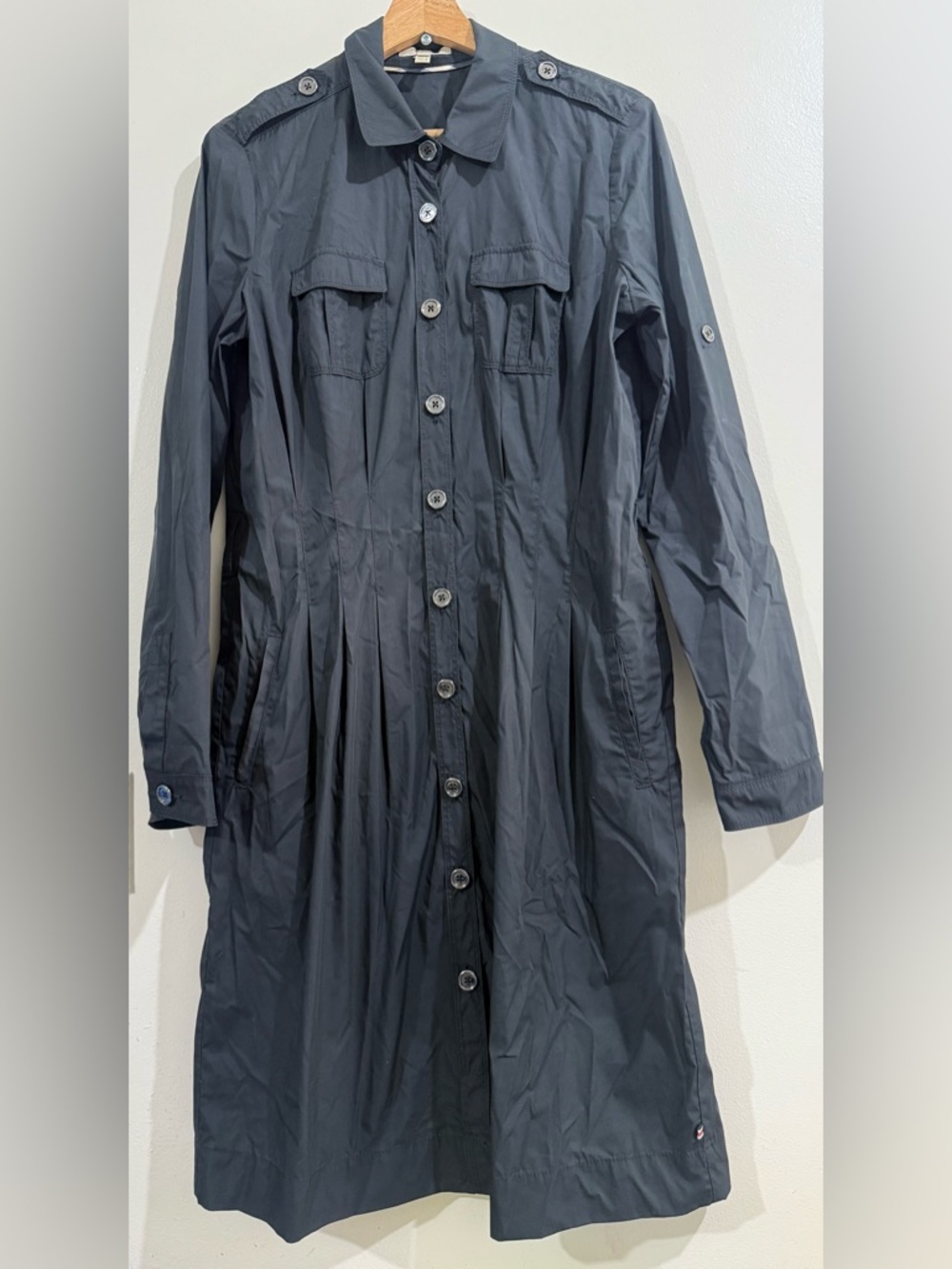 Burberry Black Long Button-Down Trench Coat